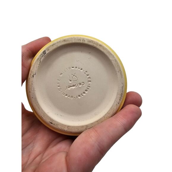 Cermer Ramekins Yellow Small Custard Soufflé Stoneware Ovenware Baking Lot of 2 - Picture 3 of 4